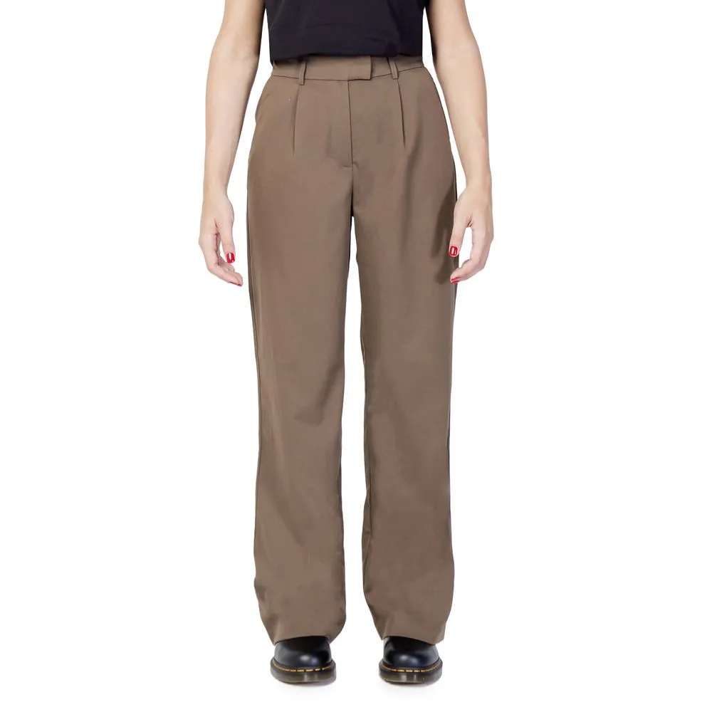 Vila Clothes Women's Brown Polyester Jeans & Pant
