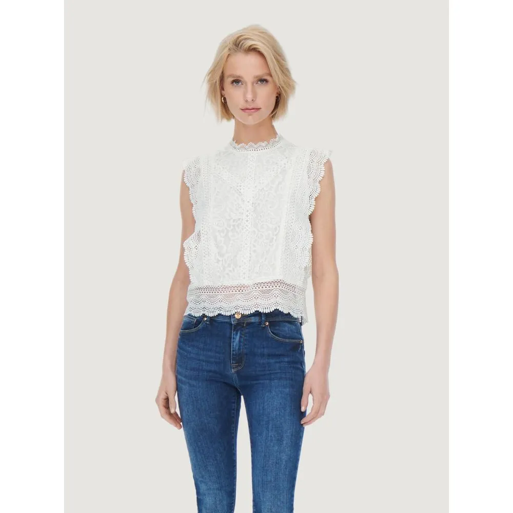 Only Women's White Nylon Tops & T-Shirt
