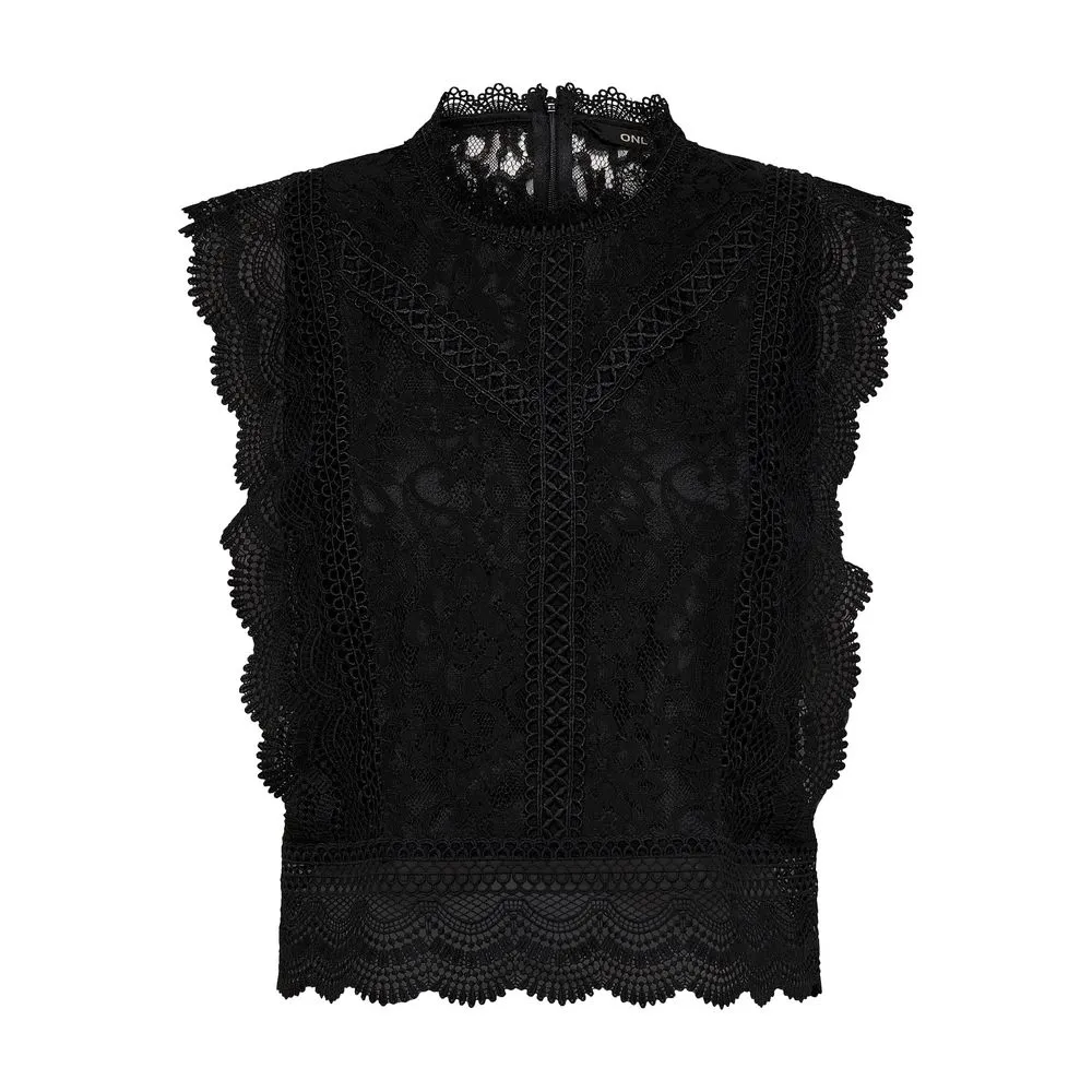 Only Women's Black Nylon Tops & T-Shirt