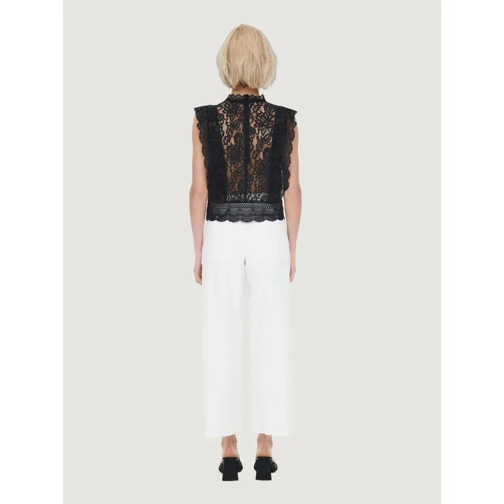 Only Women's Black Nylon Tops & T-Shirt