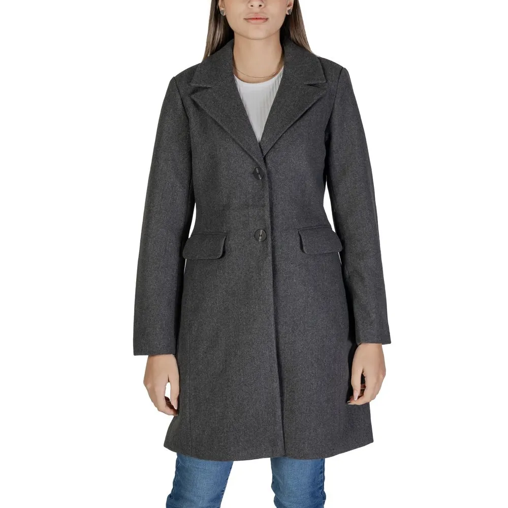Only Women's Gray Polyester Jackets & Coat