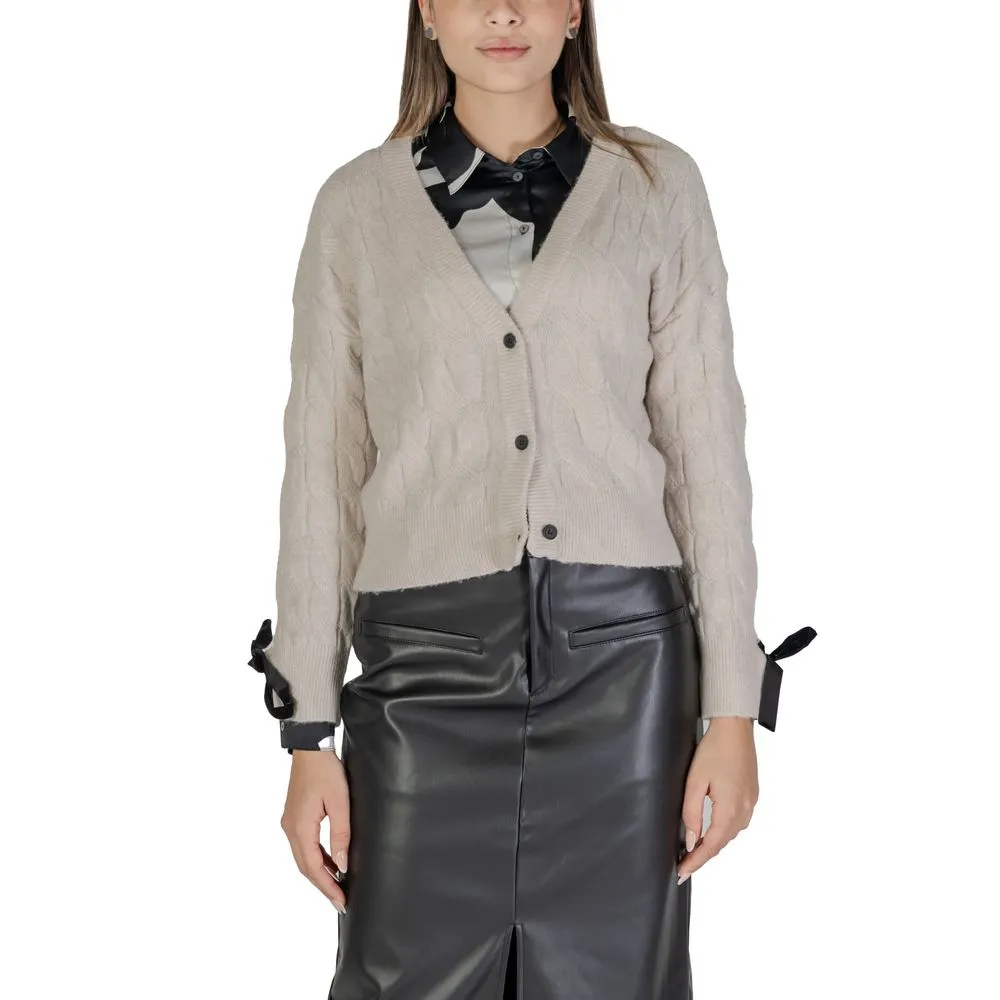 Vila Clothes Women's Beige Recycled Polyester Cardigan