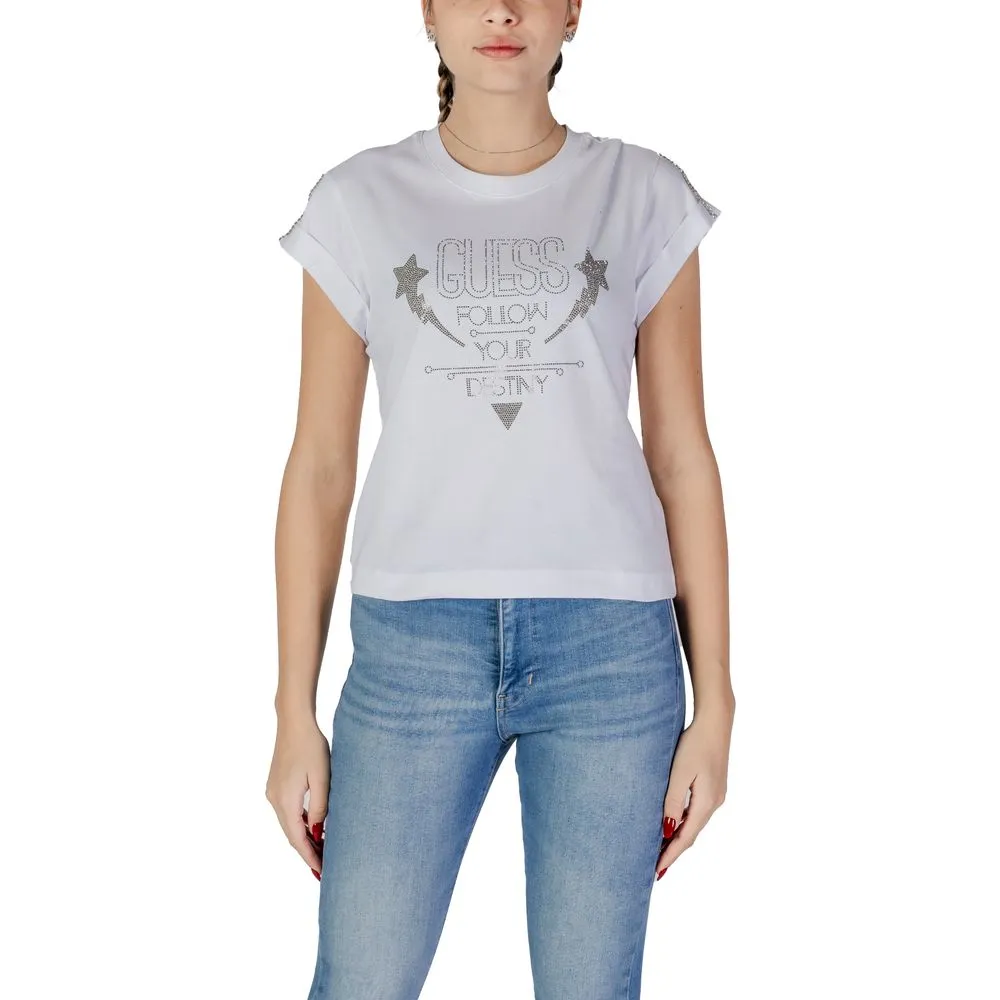 Guess Women's White Cotton Tops & T-Shirt