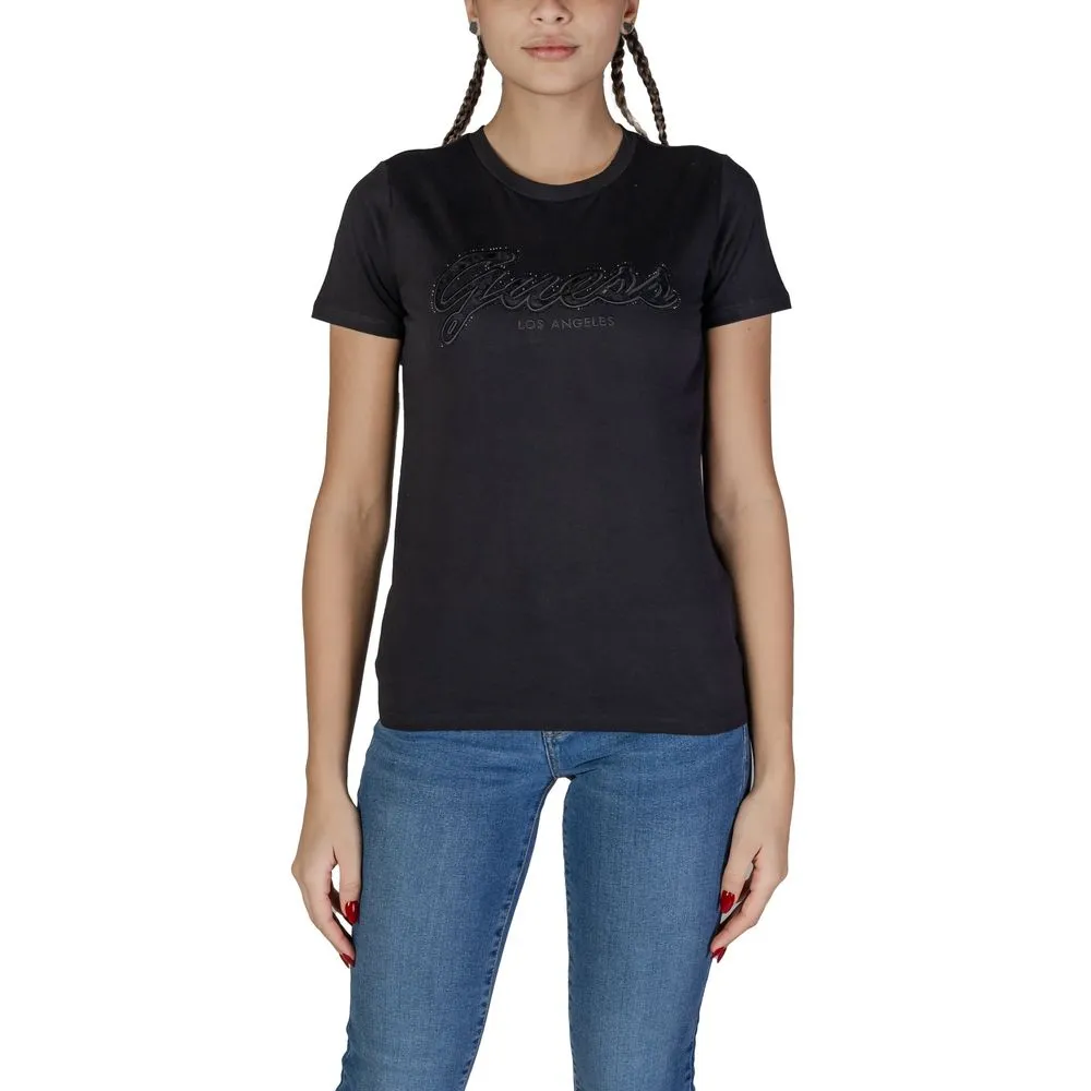 Guess Women's Black Cotton Tops & T-Shirt