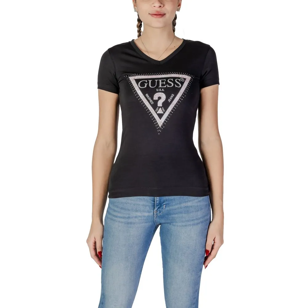 Guess Women's Black Cotton Tops & T-Shirt