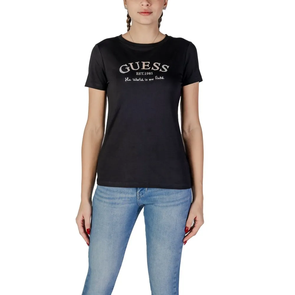 Guess Women's Black Cotton Tops & T-Shirt