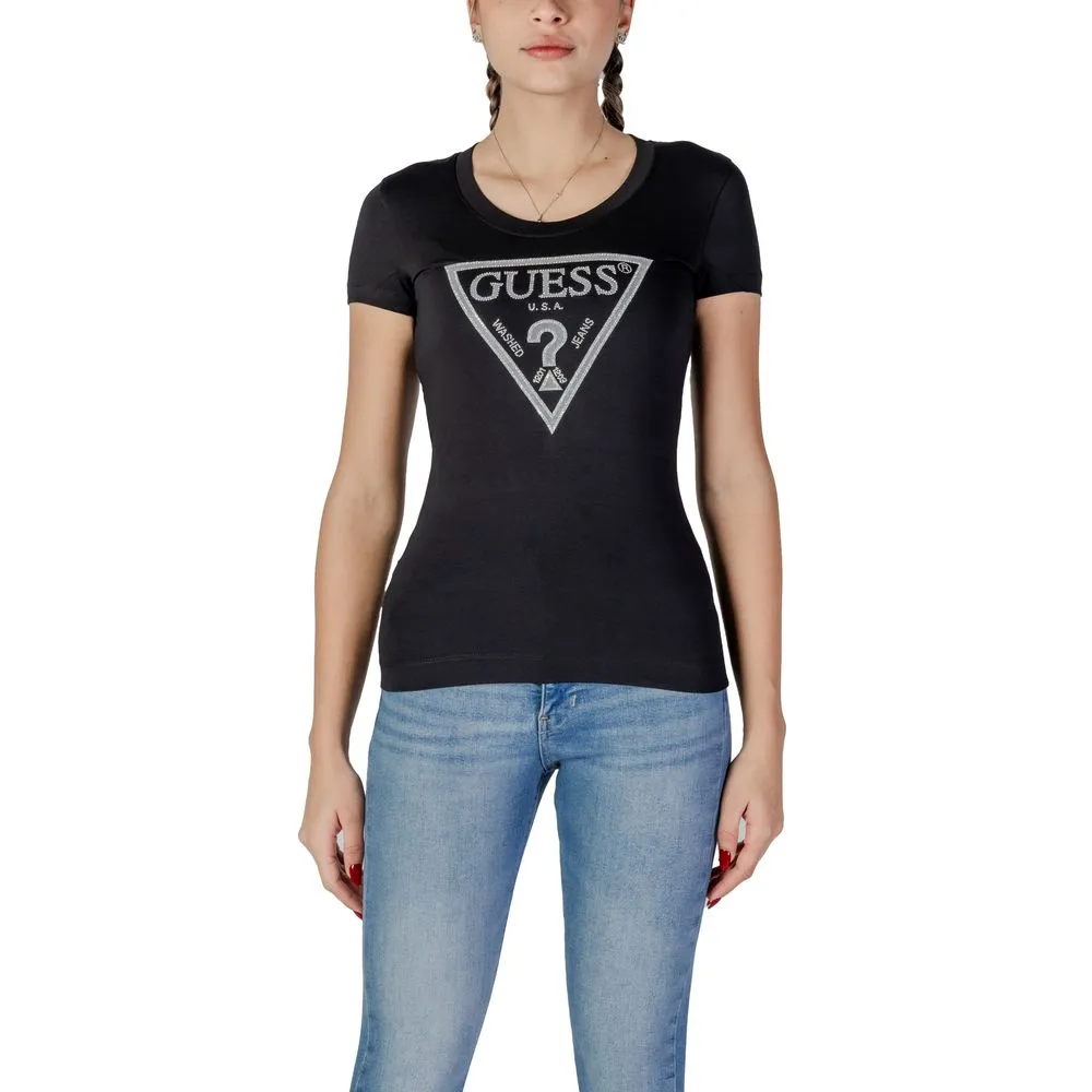 Guess Women's Black Cotton Tops & T-Shirt