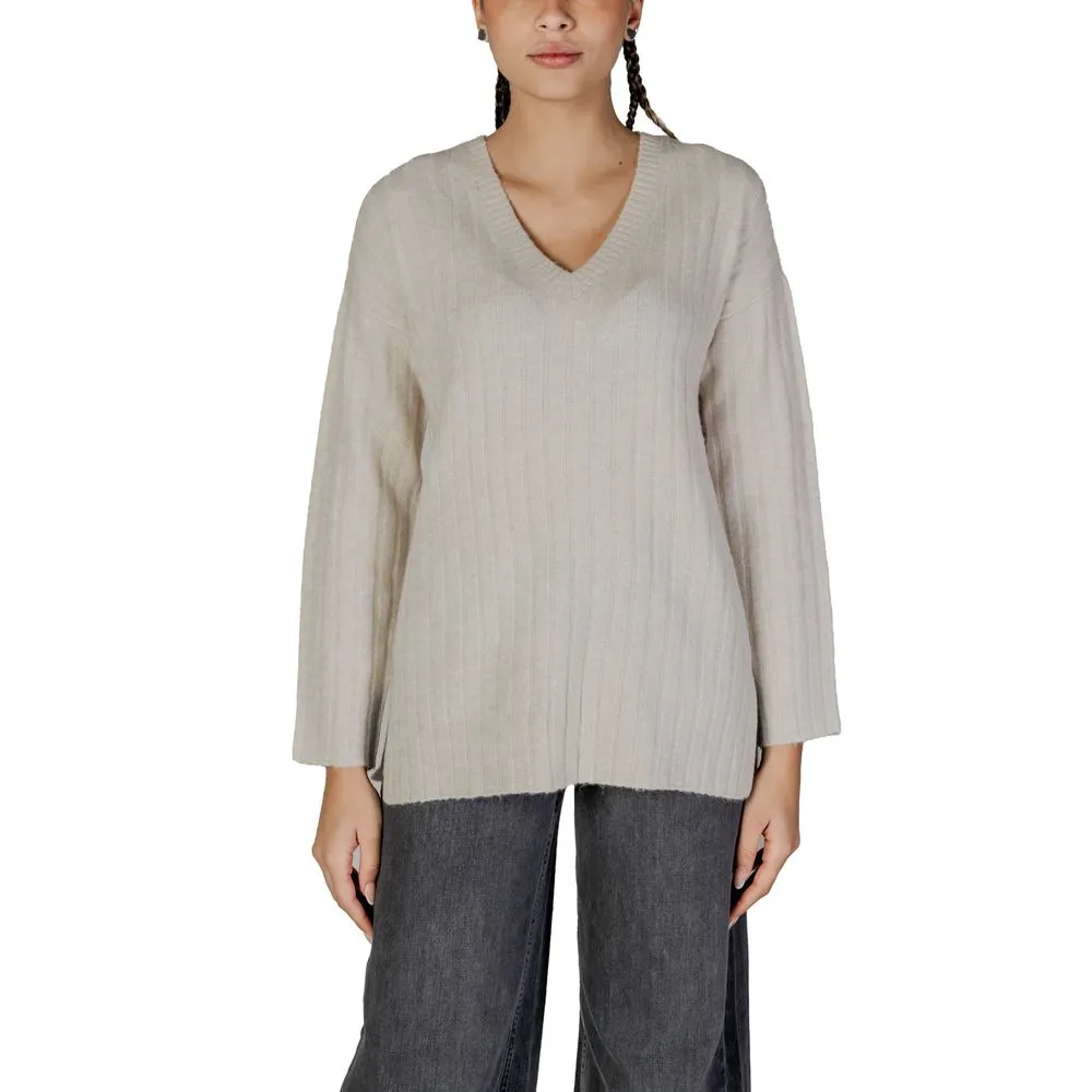 Vila Clothes Women's Beige Acrylic Sweater
