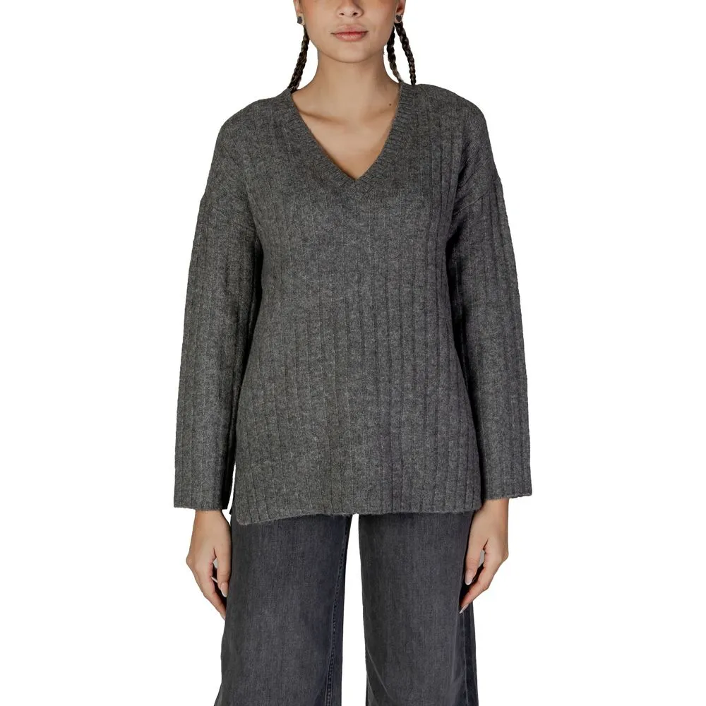 Vila Clothes Women's Gray Acrylic Sweater