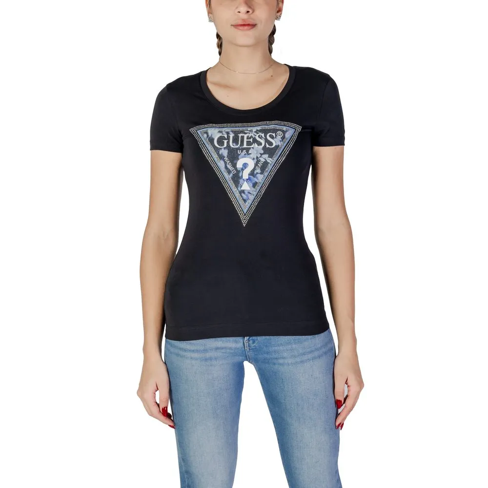 Guess Women's Black Cotton Tops & T-Shirt