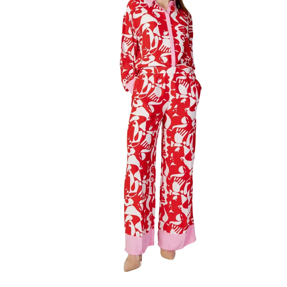 Vila Clothes Women's Red Viscose Jeans & Pant