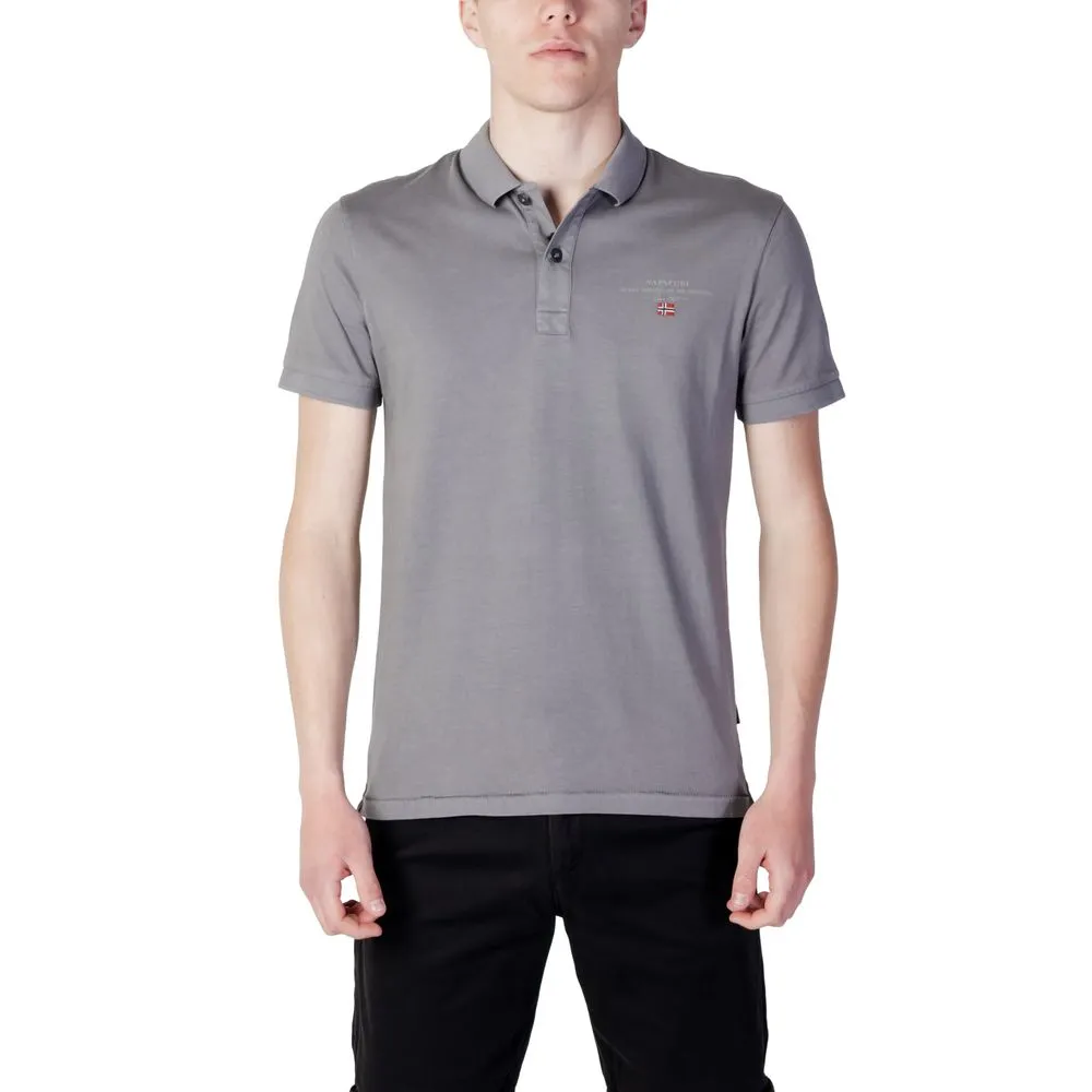 Napapijri Men's Gray Cotton Polo Shirt