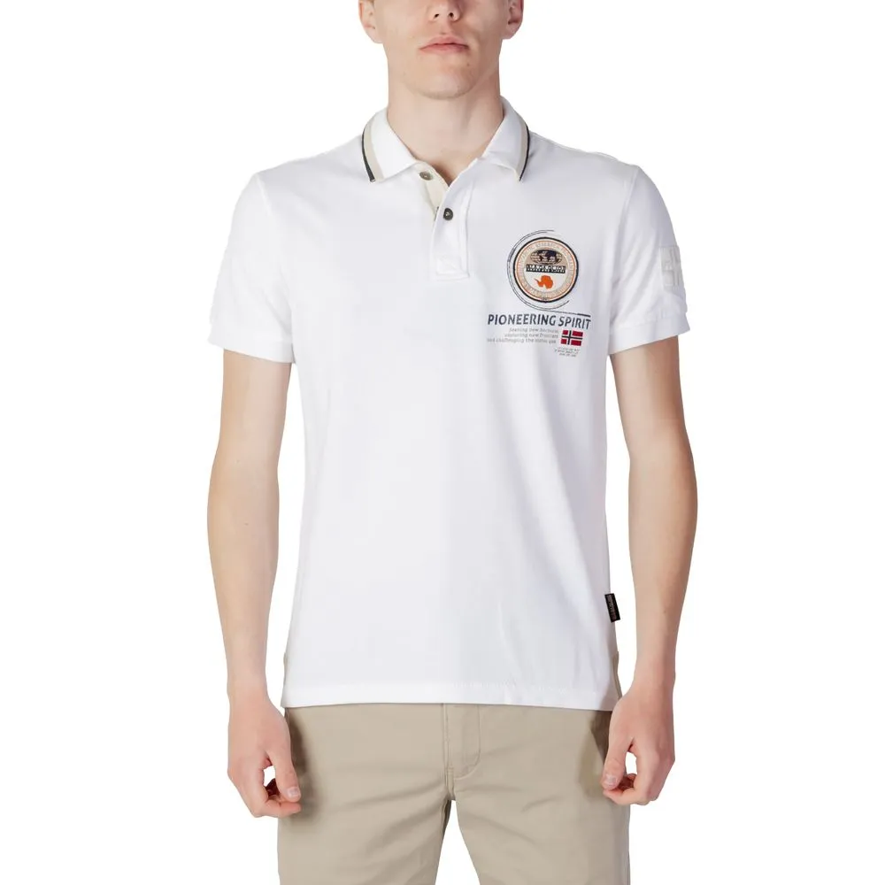 Napapijri Men's White Cotton Polo Shirt