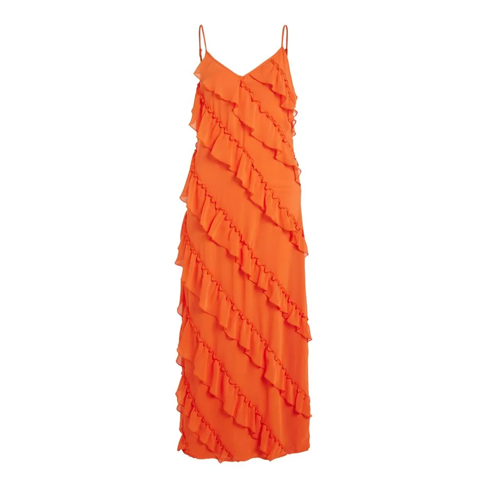 Vila Clothes Women's Orange Polyester Dress