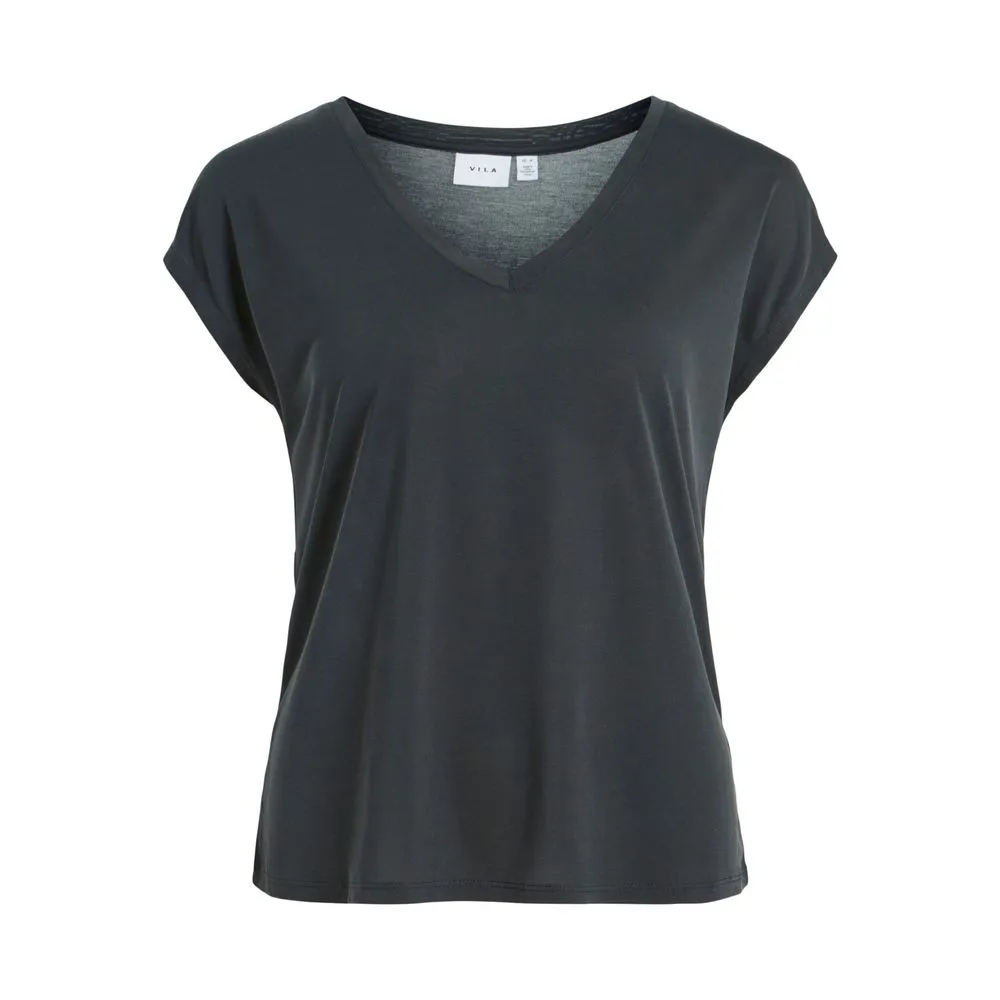 Vila Clothes Women's Black Tencel Tops & T-Shirt