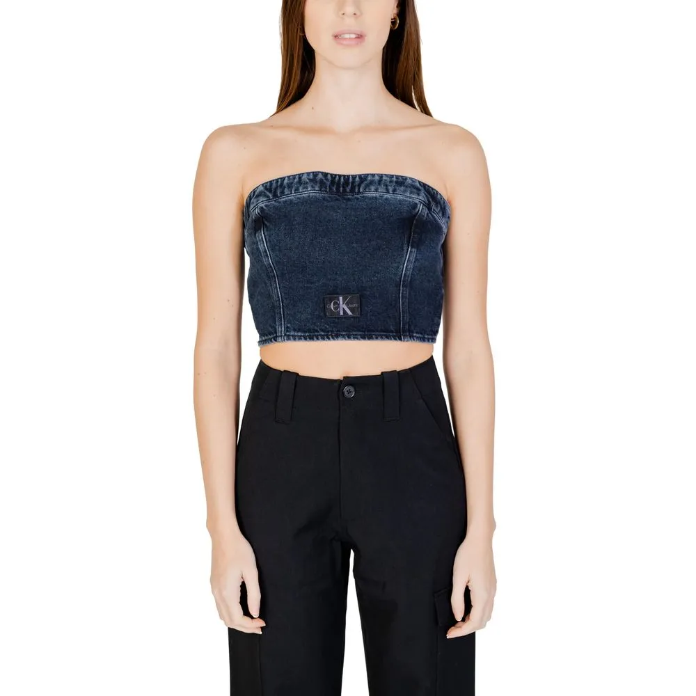 Calvin Klein Jeans Women's Blue Cotton Tops & T-Shirt