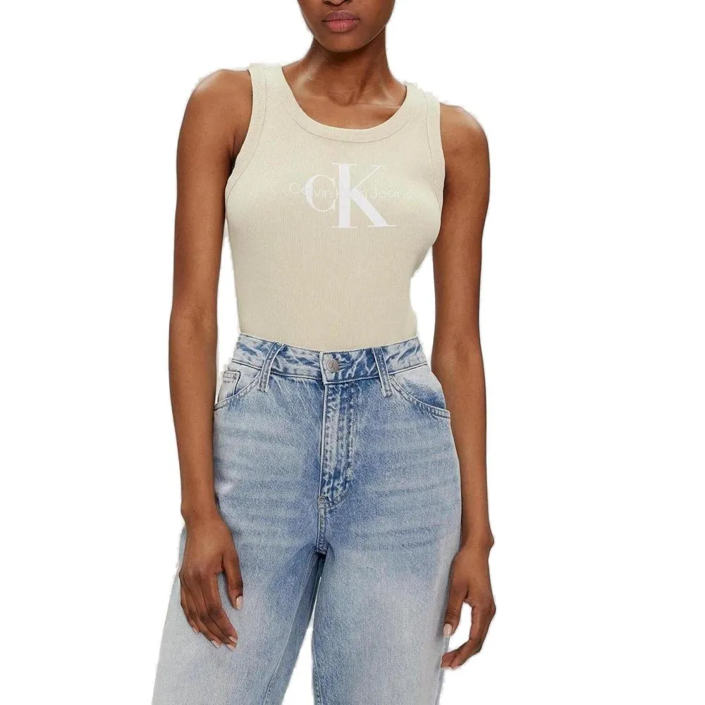 Calvin Klein Jeans Women's Green Cotton Tops & T-Shirt