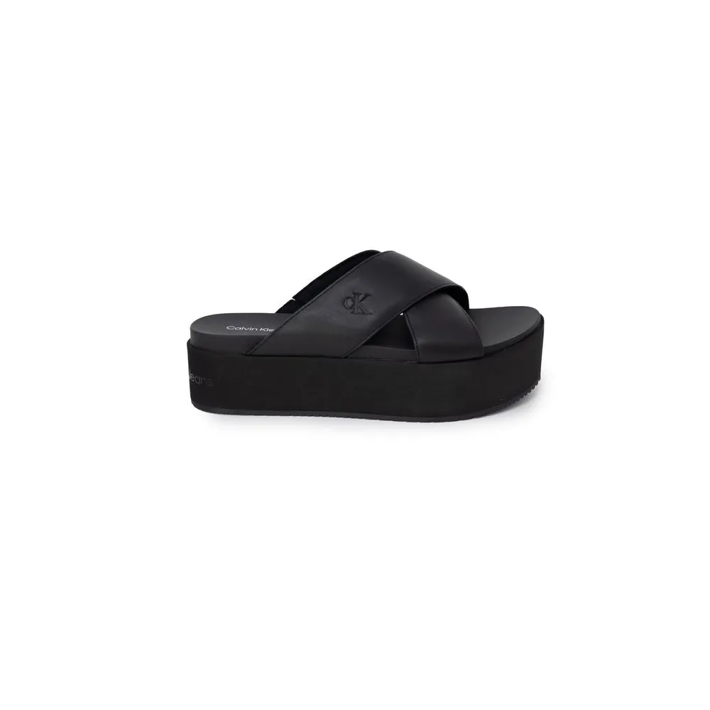 Calvin Klein Jeans Women's Black Leather Sandal