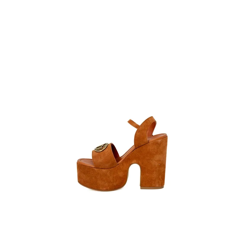 Guess Women's Brown Suede Leather Sandal