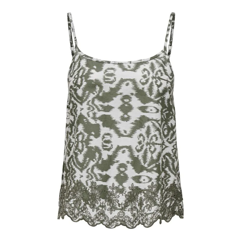 Only Women's Green Cotton Cotton Tops & T-Shirt