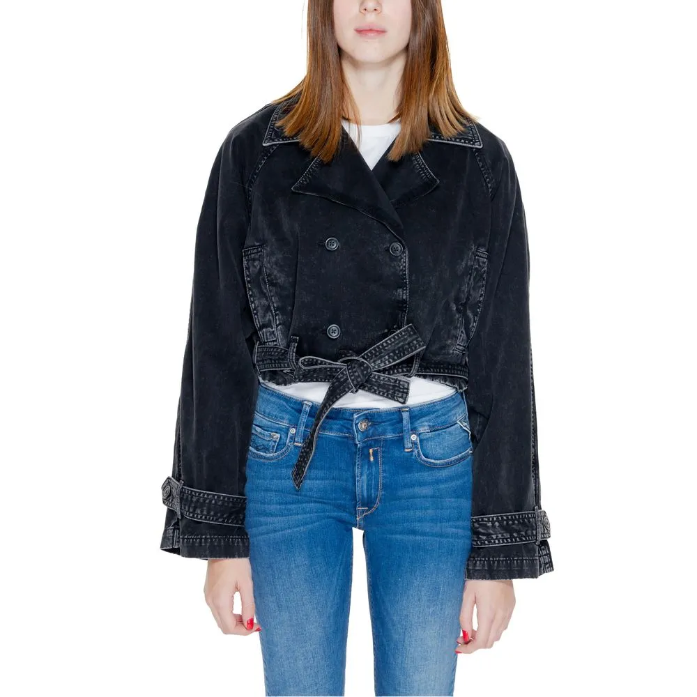 Only Women's Black Cotton Jackets & Coat