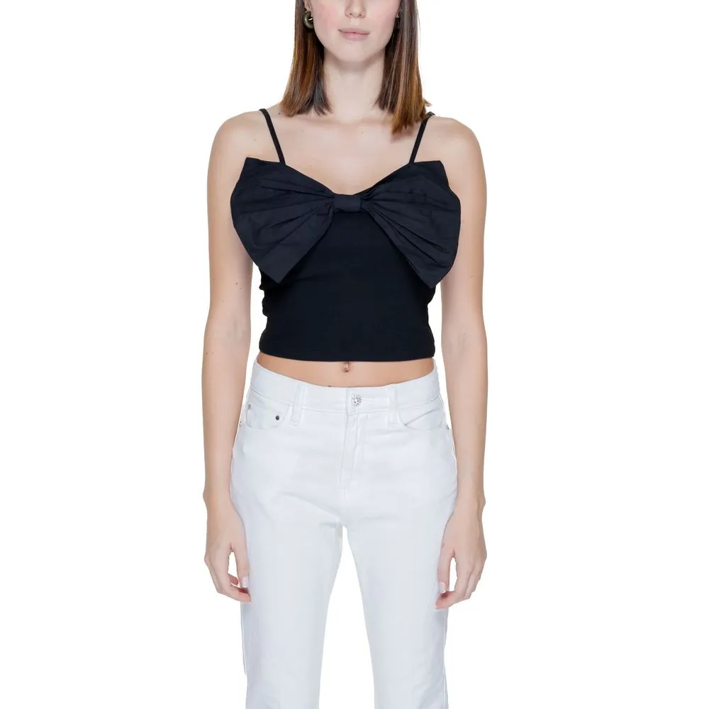 Only Women's Black Cotton Cotton Tops & T-Shirt