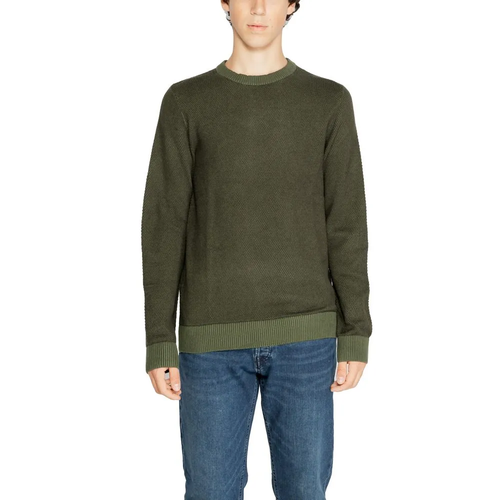 Jack Jones Men's Green Cotton Sweater