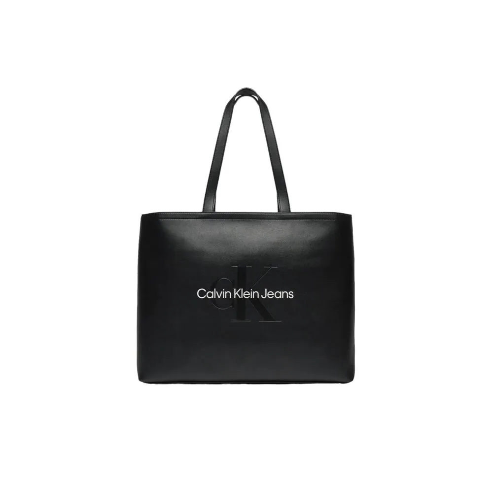 Calvin Klein Jeans Women's Black And White Polyethylene Handbag