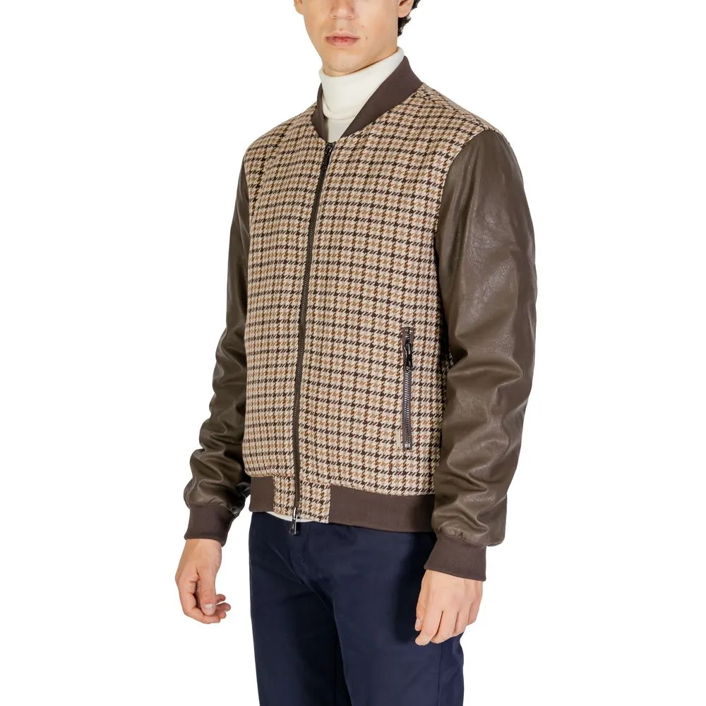 Gianni Lupo Men's Brown Polyester Jacket