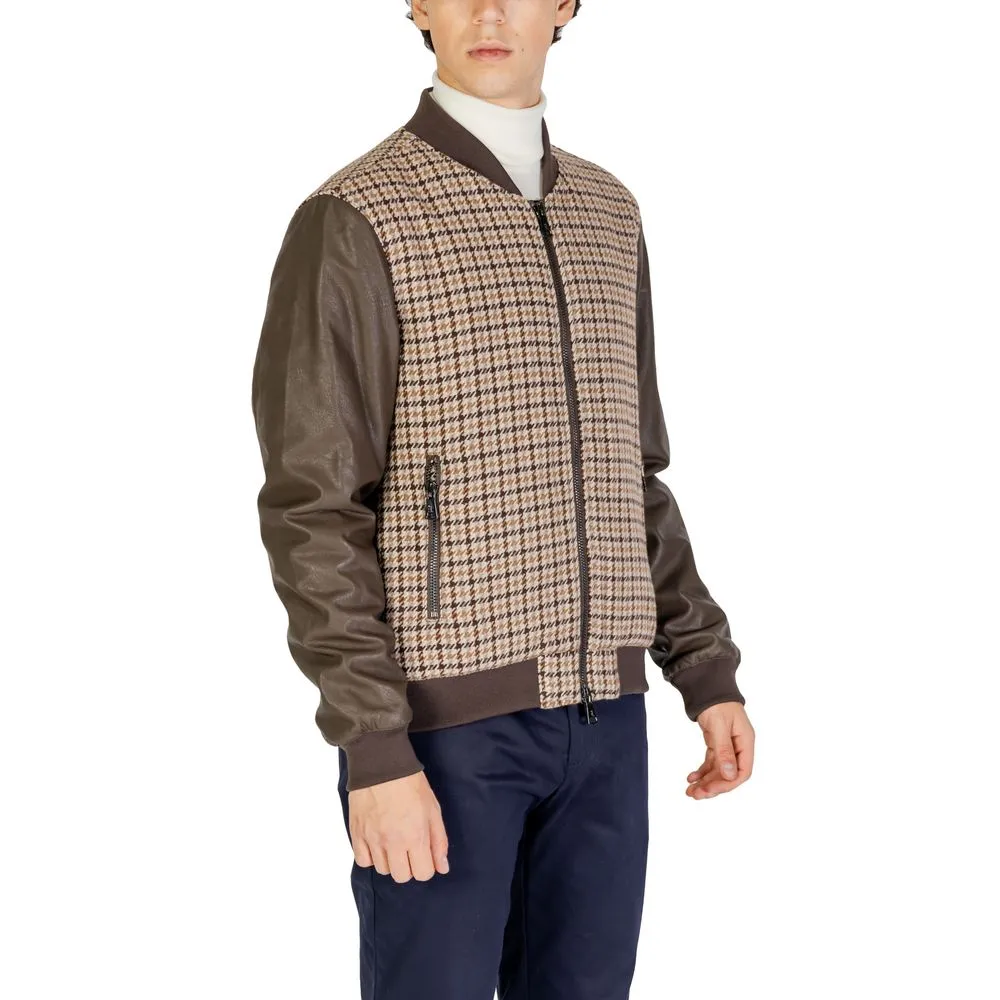 Gianni Lupo Men's Brown Polyester Jacket