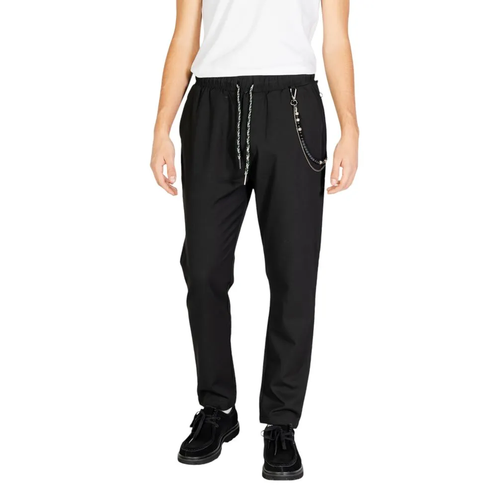 Gianni Lupo Men's Black Polyester Jeans & Pant