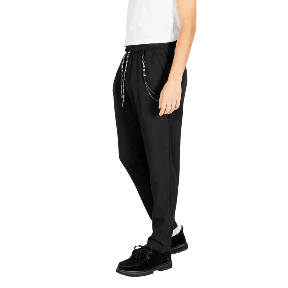 Gianni Lupo Men's Black Polyester Jeans & Pant