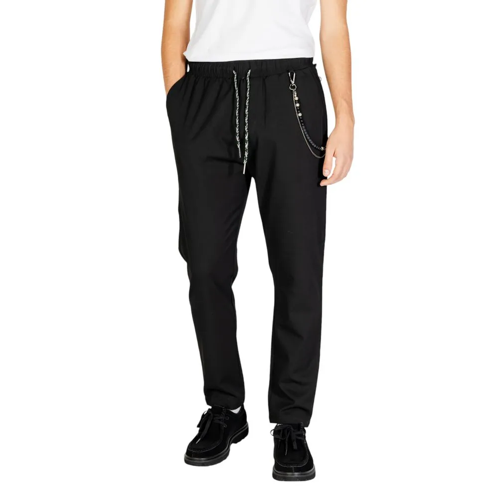 Gianni Lupo Men's Black Polyester Jeans & Pant