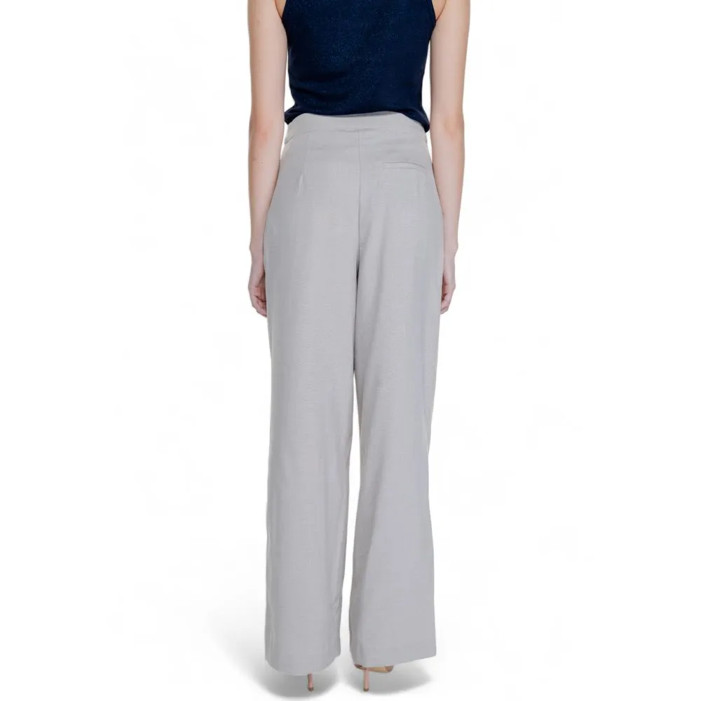 Vila Clothes Women's Beige Polyester Jeans & Pant