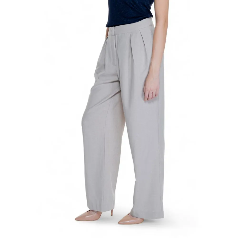 Vila Clothes Women's Beige Polyester Jeans & Pant