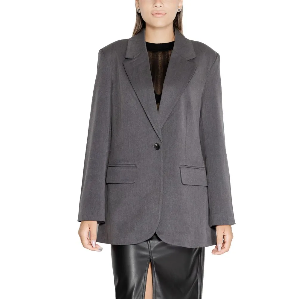 Only Women's Gray Polyester Polyester Suits & Blazer