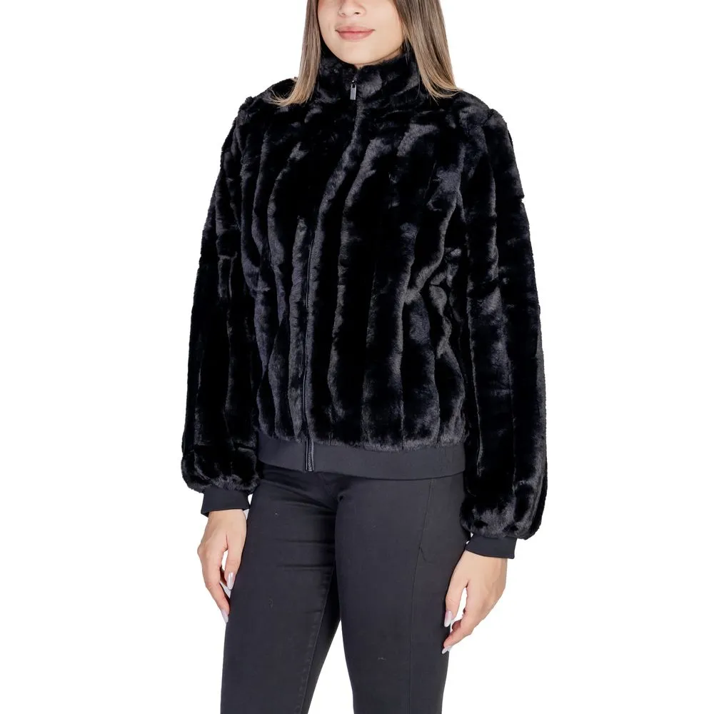 Vila Clothes Women's Black Polyester Jackets & Coat