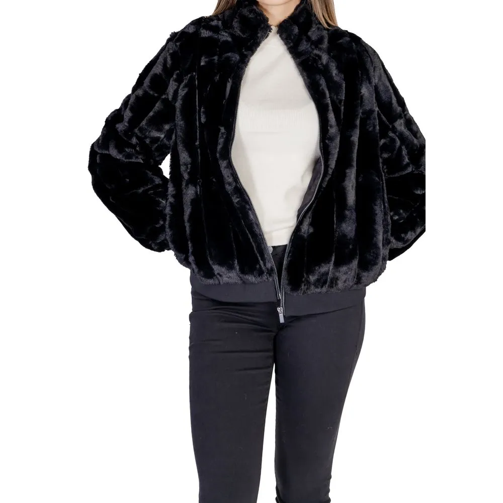 Vila Clothes Women's Black Polyester Jackets & Coat
