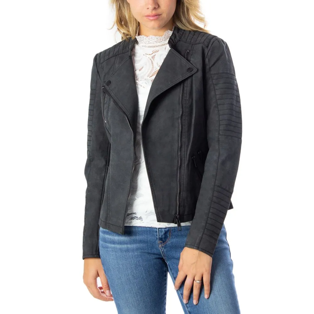Only Women's Black Polyethylene Jackets & Coat