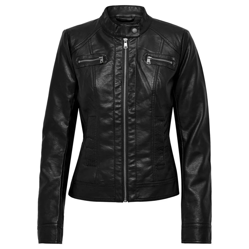 Only Women's Black Polyester Jackets & Coat