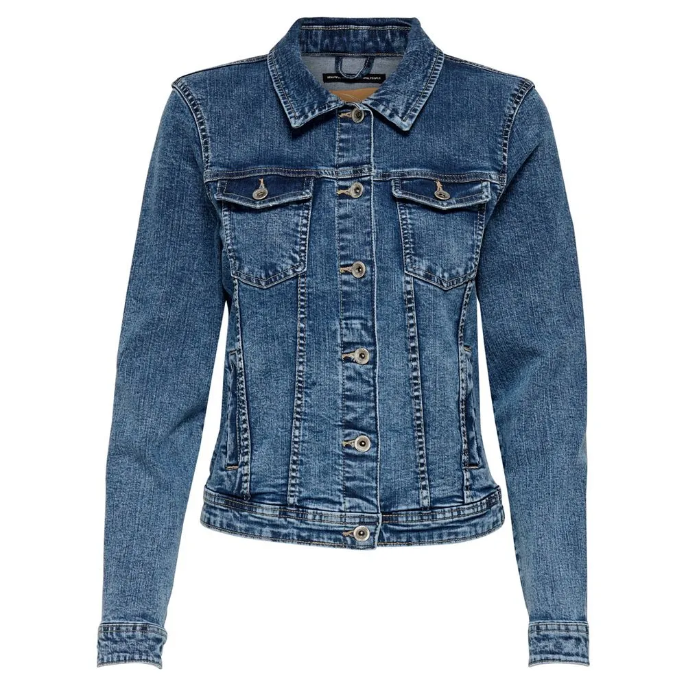 Only Women's Blue Cotton Jackets & Coat