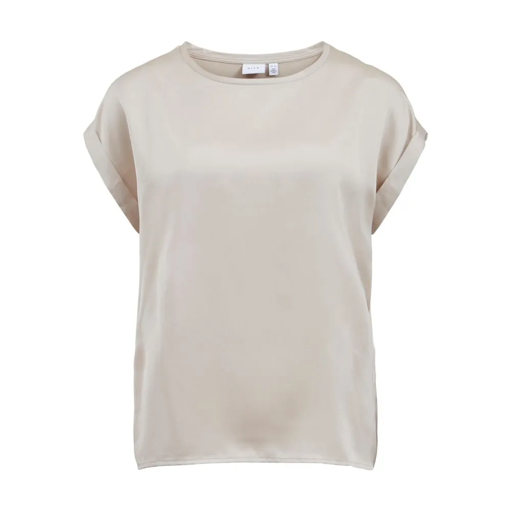 Vila Clothes Women's Gold Cotton Tops & T-Shirt