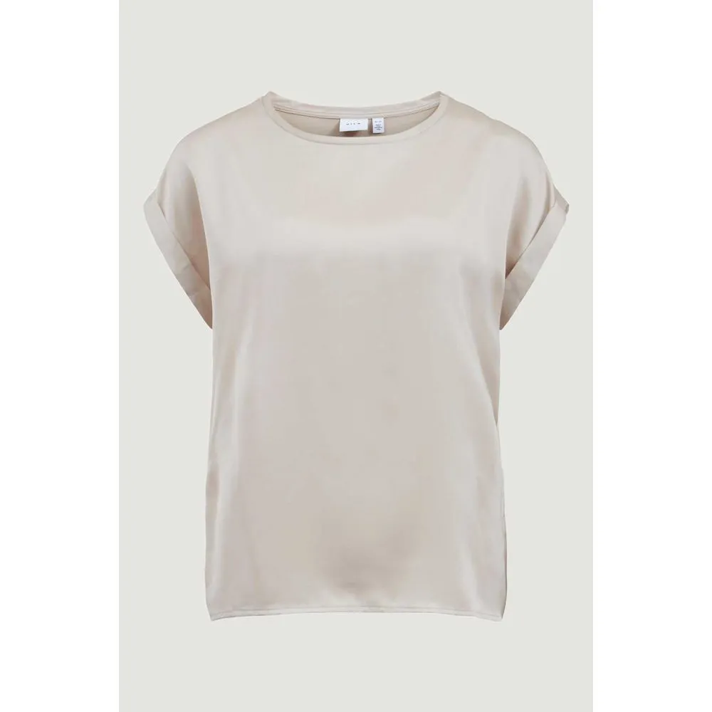Vila Clothes Women's Gold Cotton Tops & T-Shirt