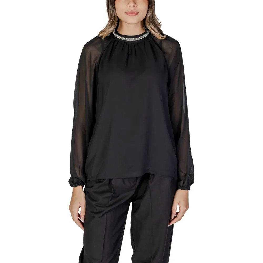 Vila Clothes Women's Black Recycled Polyester Tops & T-Shirt