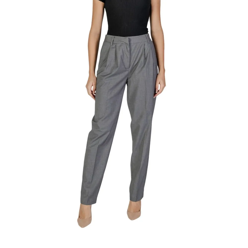 Vila Clothes Women's Gray Polyester Jeans & Pant