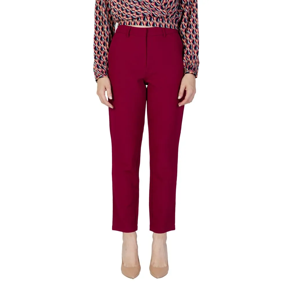 Vila Clothes Women's Bordeaux Polyester Jeans & Pant