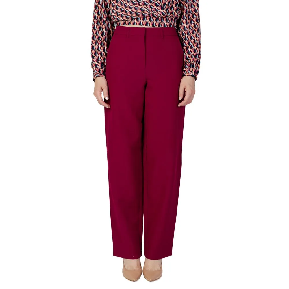 Vila Clothes Women's Bordeaux Polyester Jeans & Pant