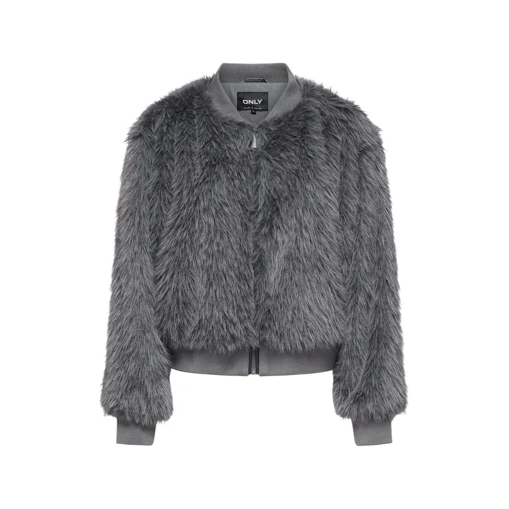 Only Women's Gray Polyester Jackets & Coat