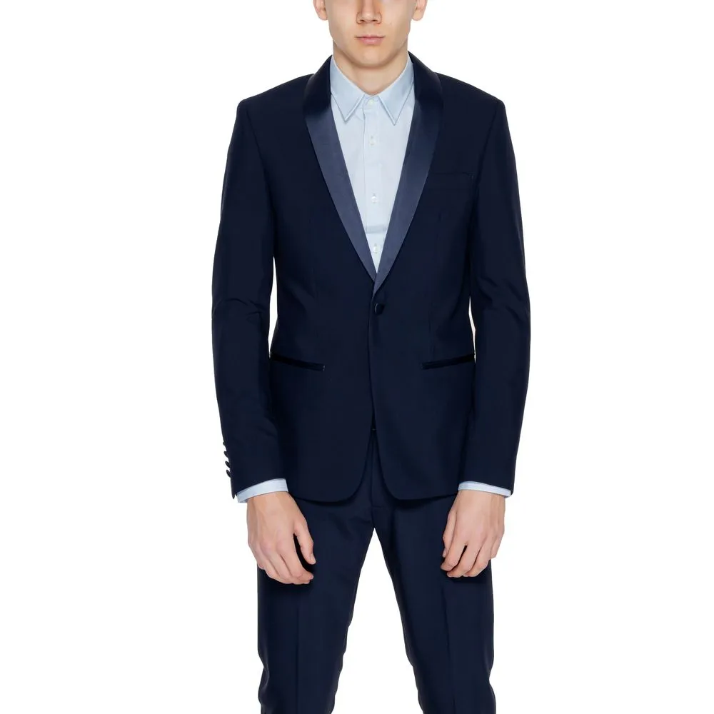 Antony Morato Men's Blue Polyester Suit
