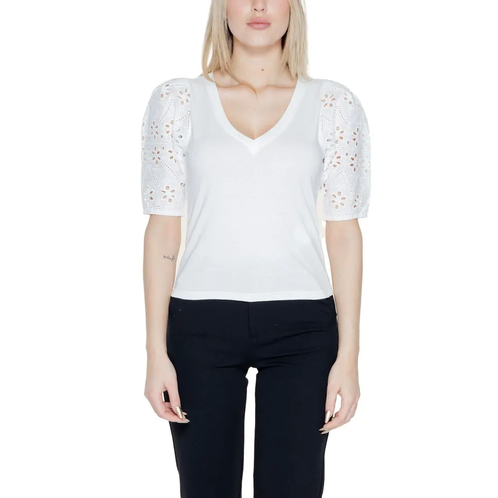 Morgan De Toi Women's White Cotton Tops & T-Shirt